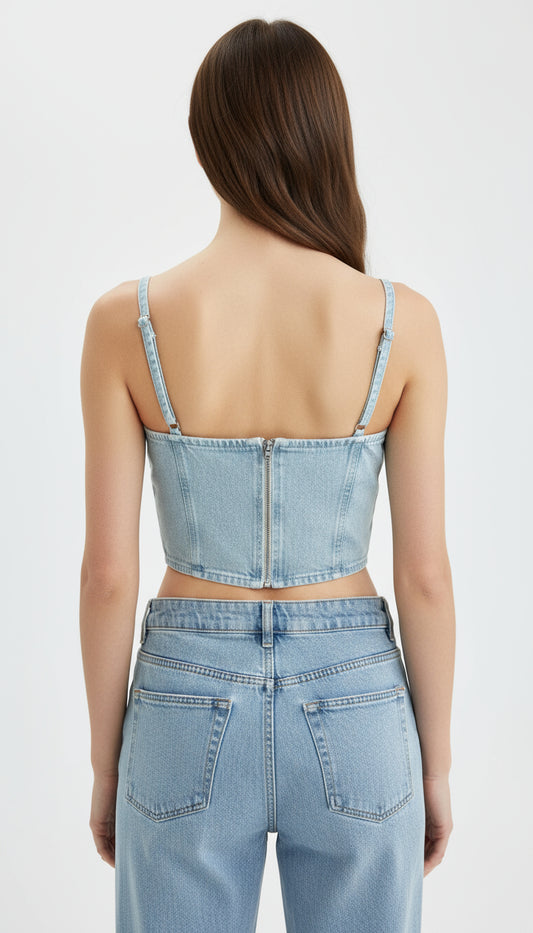 Denim Corset with Bows