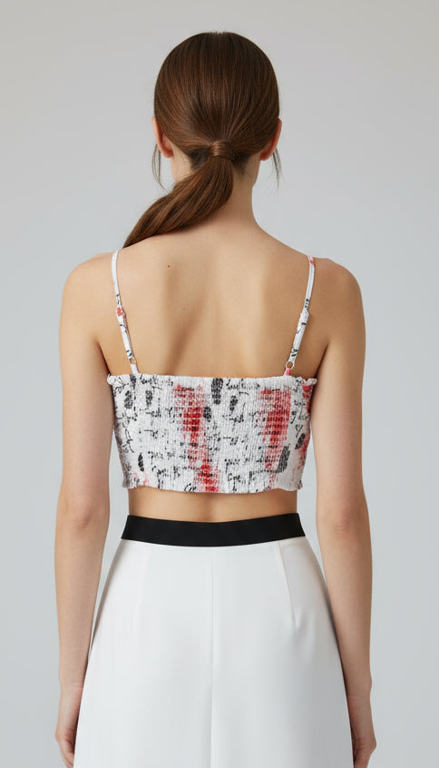 White Graphic Corset Top
