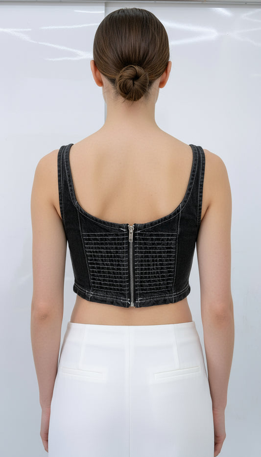 Black Denim Corset
