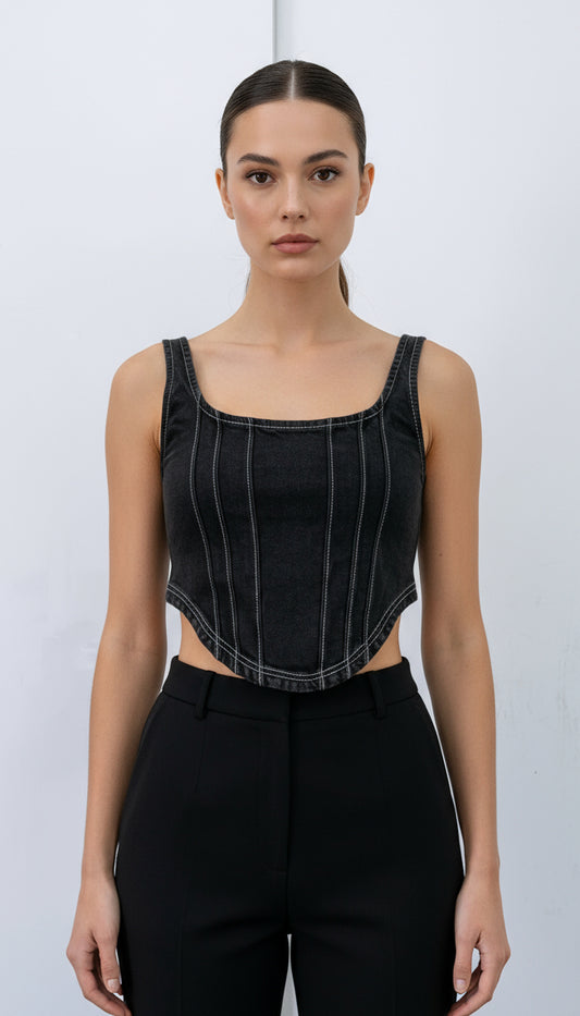 Black Denim Corset