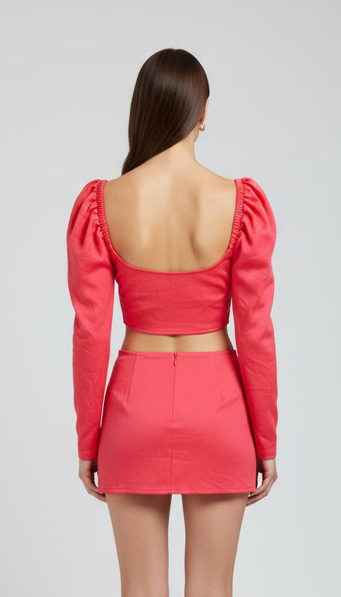 Zara Pink Puff Sleeves Corset