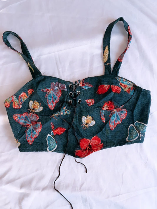 Denim Embroidered Corset