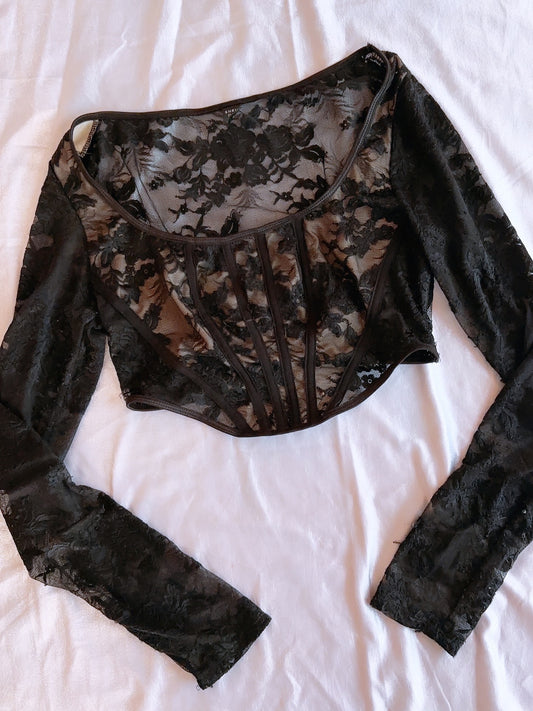 Black Lace Corset Top