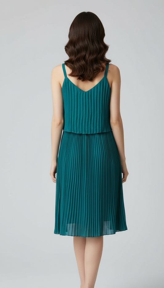 Blue Pleated Dress