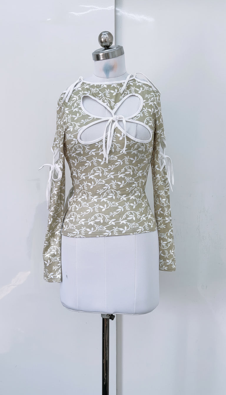 Floral Two Way Wearing Cut Out Top
