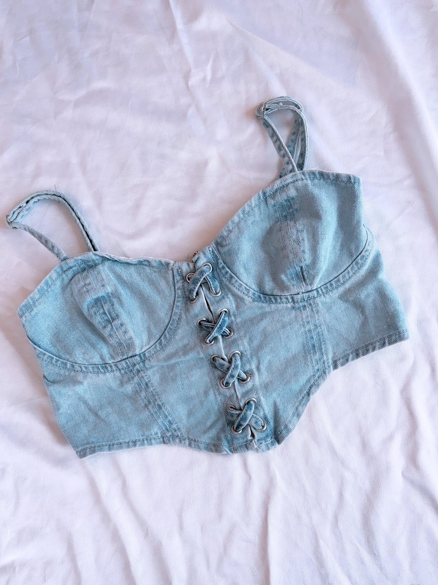 Denim Corset with Bows