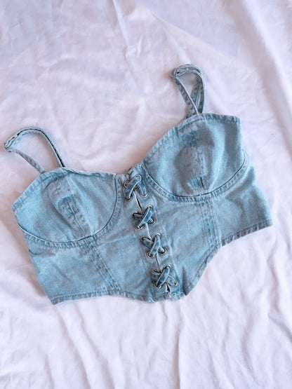 Denim Corset with Bows