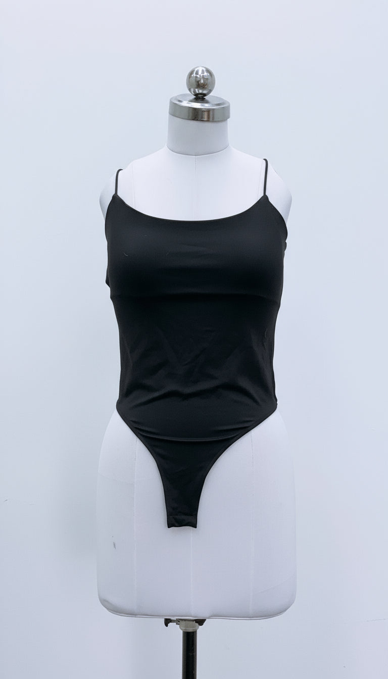 Black Spaghetti Strap Bodysuit