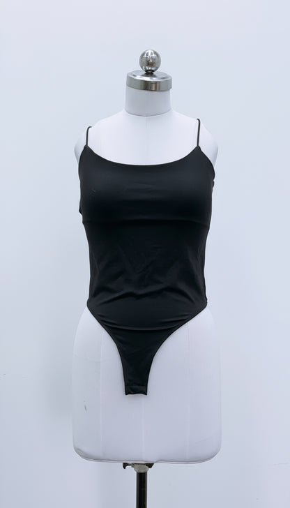Black Spaghetti Strap Bodysuit