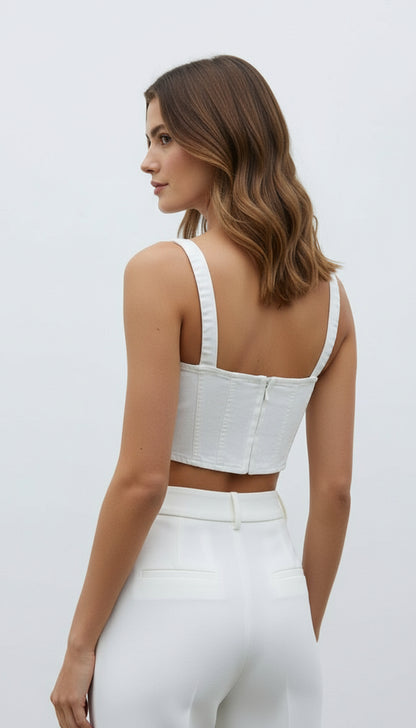 White Denim Corset