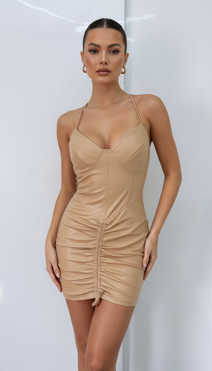 Nude PU Dress