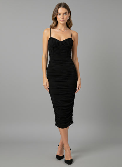 Black Ruched Corset Dress
