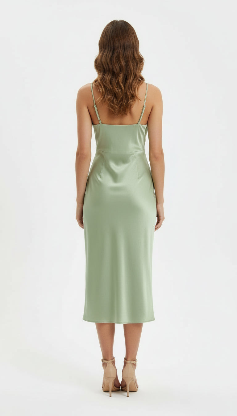 Pastel Green Satin Dress