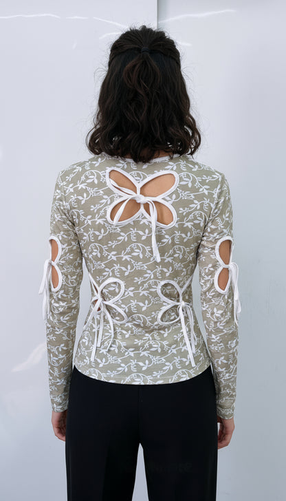 Floral Two Way Wearing Cut Out Top