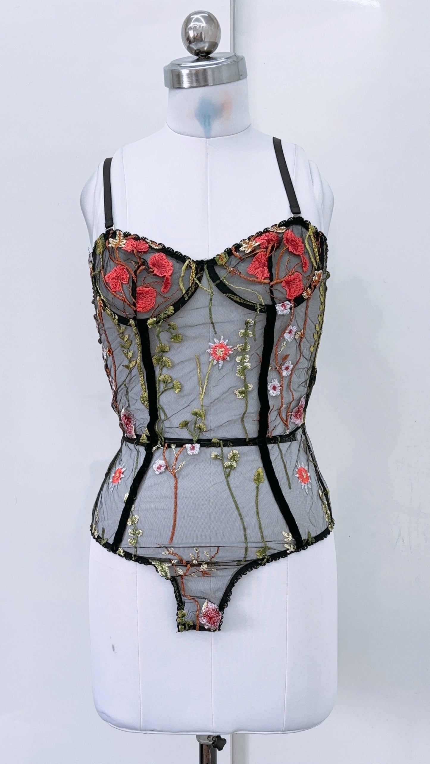 Embroidered Black Lingerie