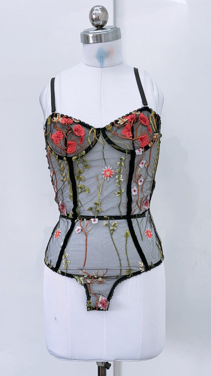 Embroidered Black Lingerie