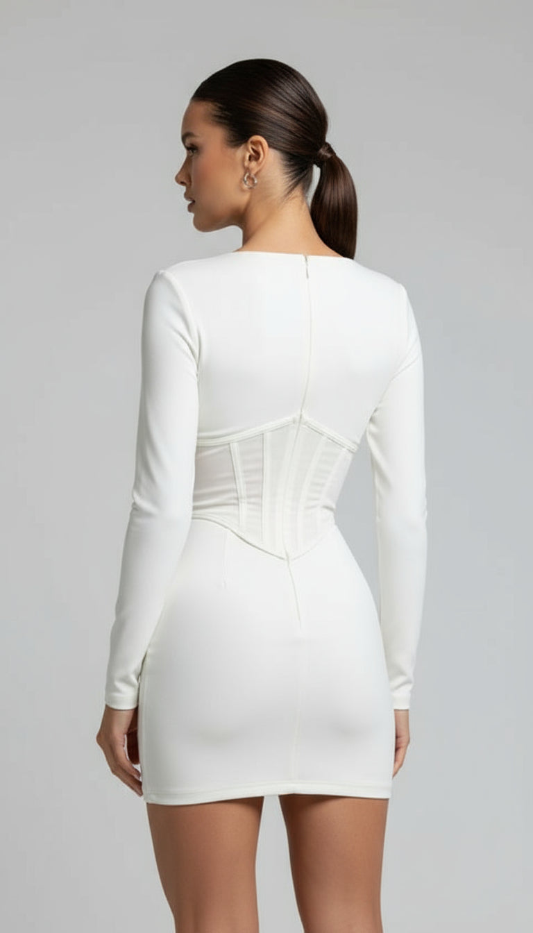 White Full Sleeve Corset Top