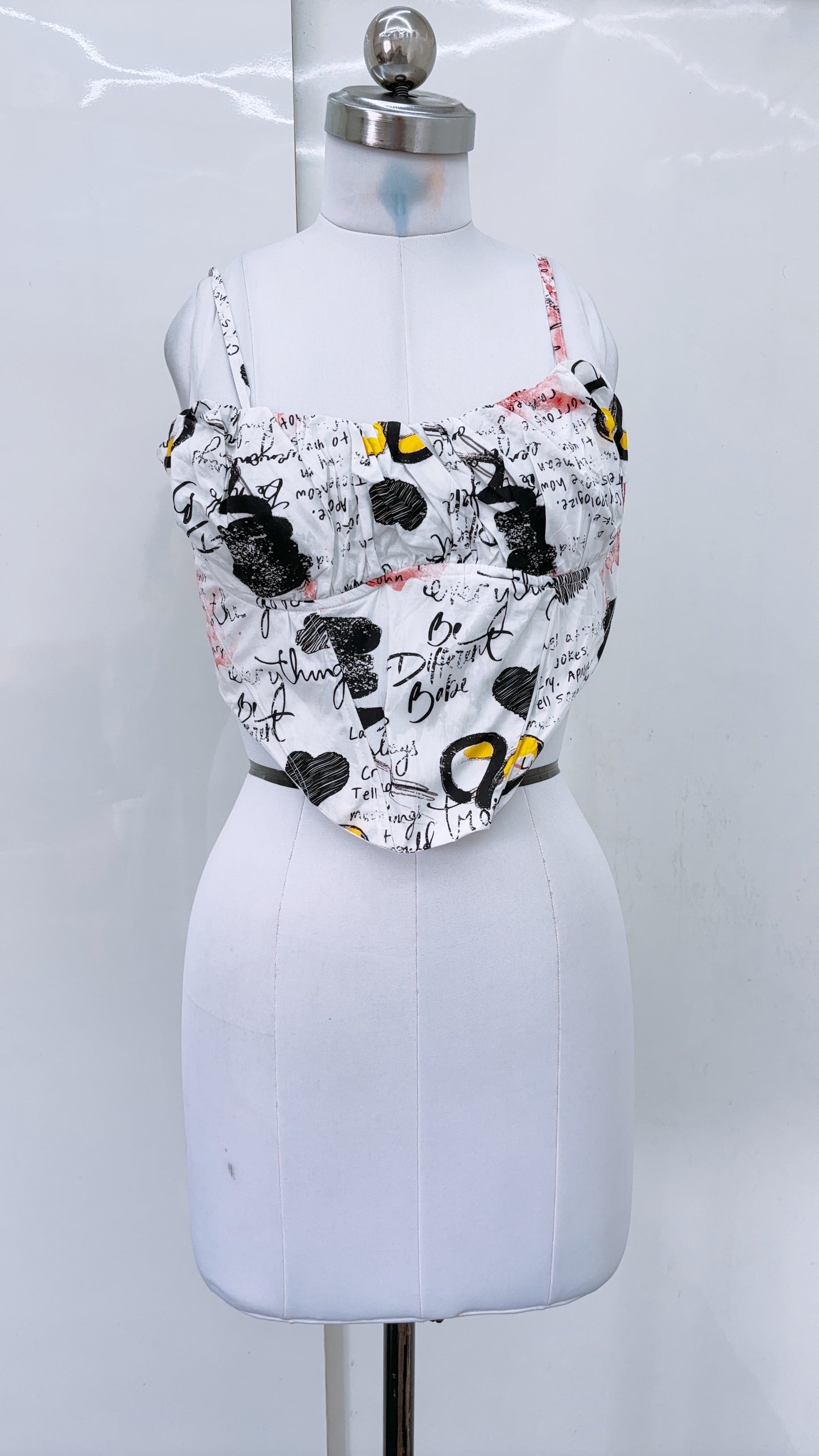 White Graphic Corset Top