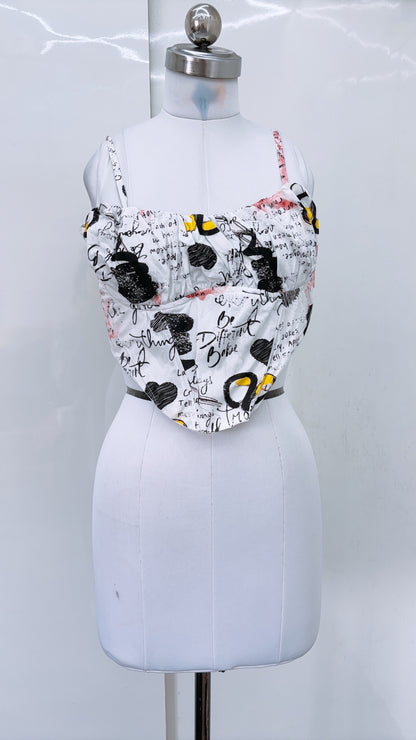 White Graphic Corset Top