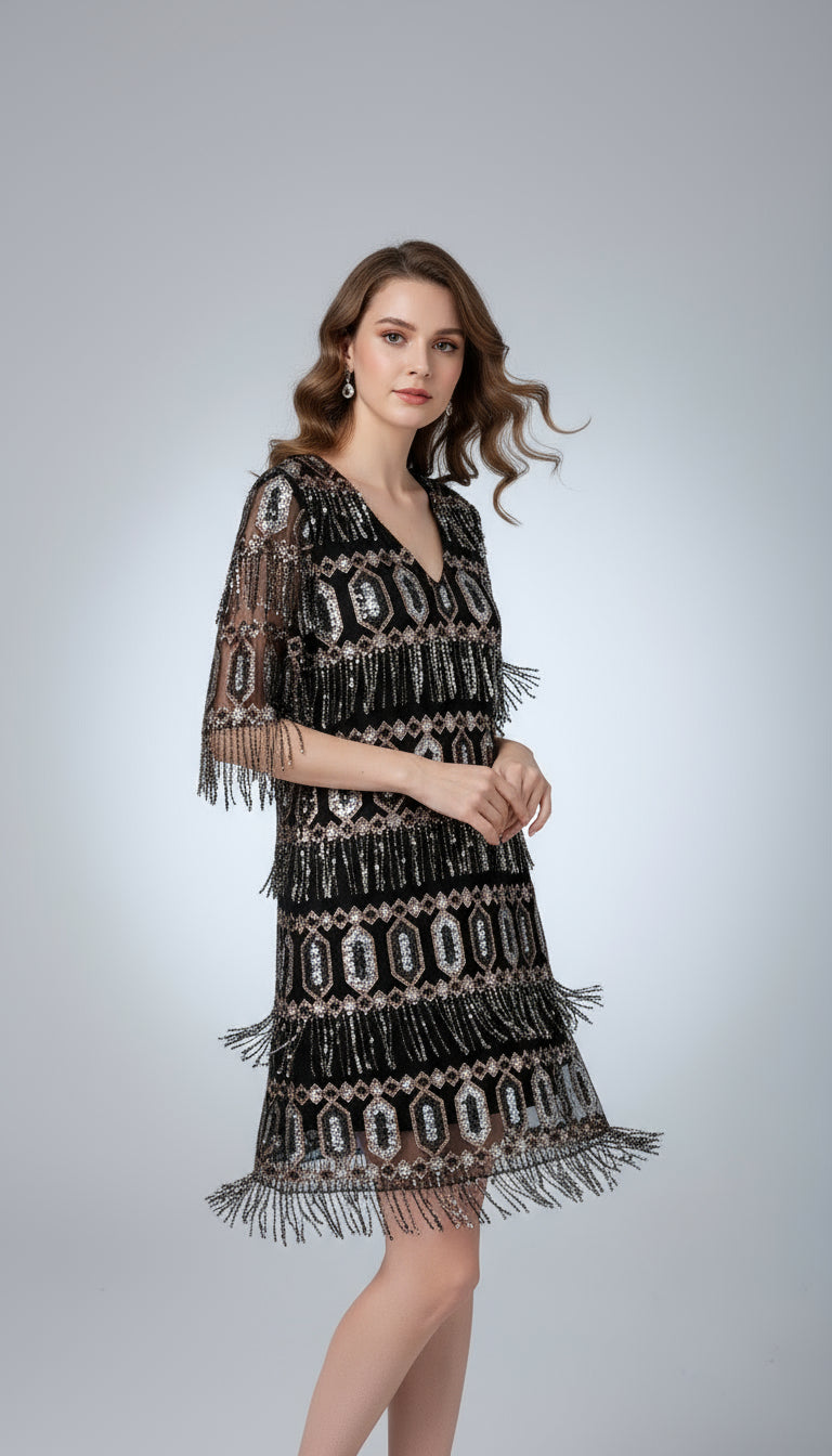 Zara Fringe Sequin Dress