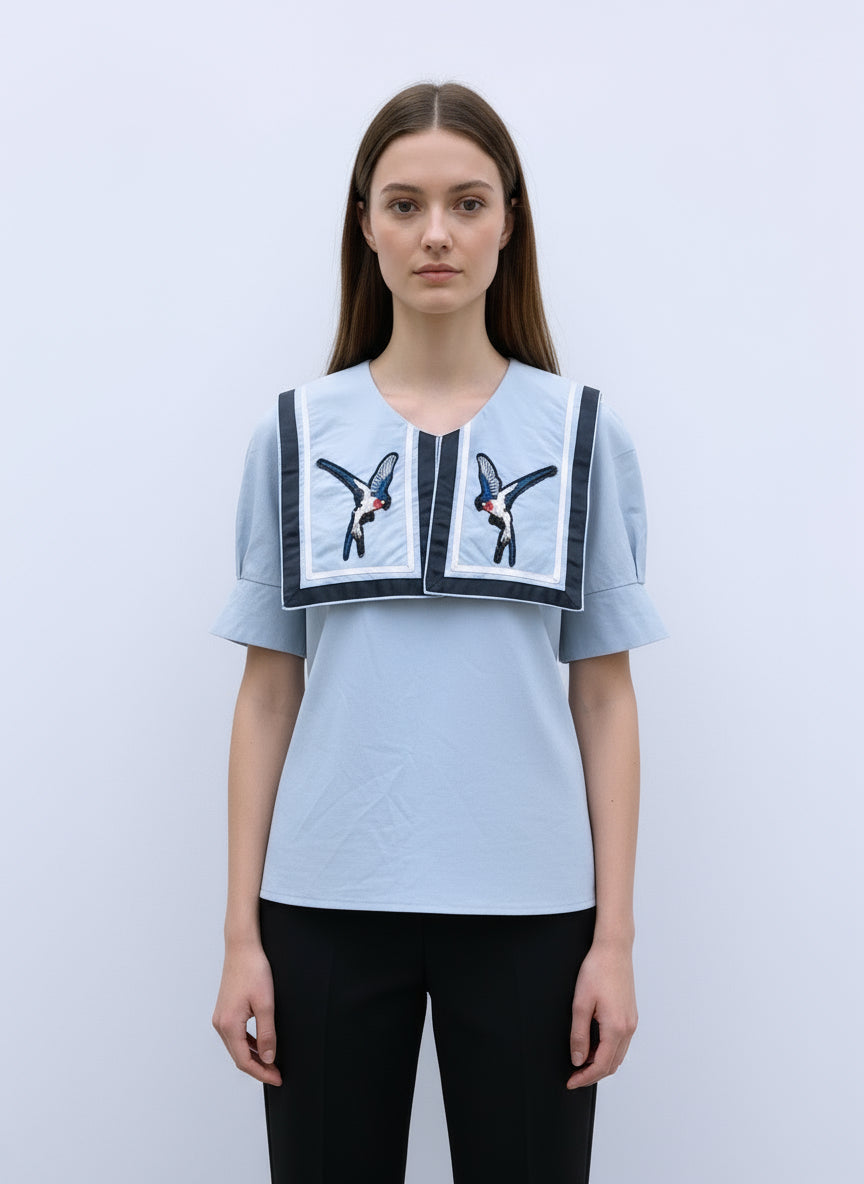 Blue Kingfisher Korean Shirt