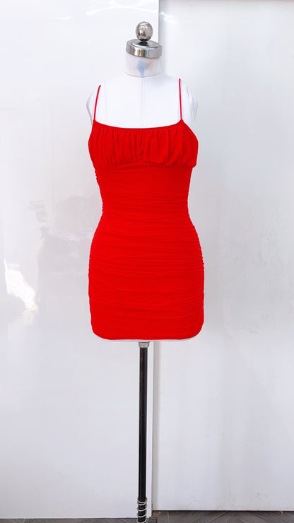 Oh Polly Red Ruched Dress