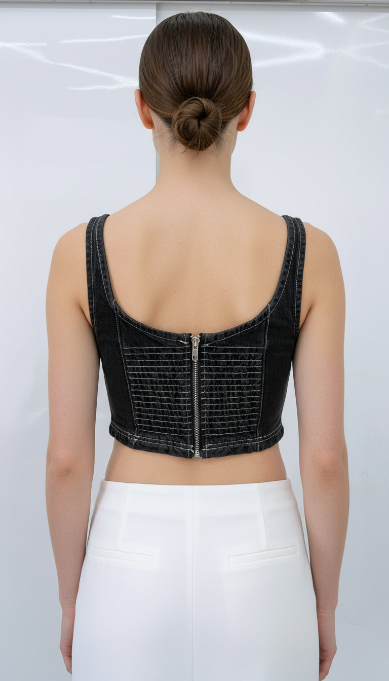Black Denim Corset