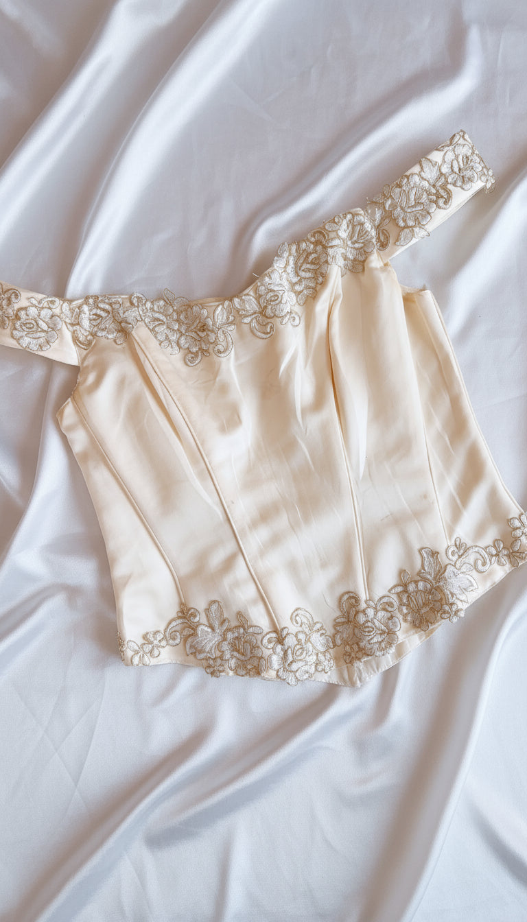 Embroidered Vintage White Corset