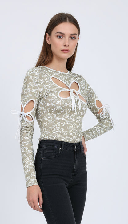 Floral Two Way Wearing Cut Out Top