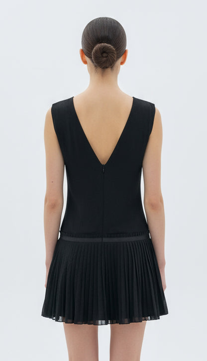 Black Sequin Pleated Dress