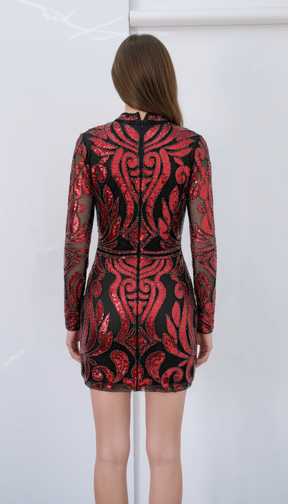 Black Red Sequin Dress