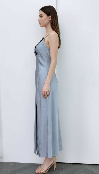 Steel Blue Satin Gown