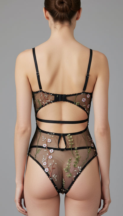 Embroidered Black Lingerie
