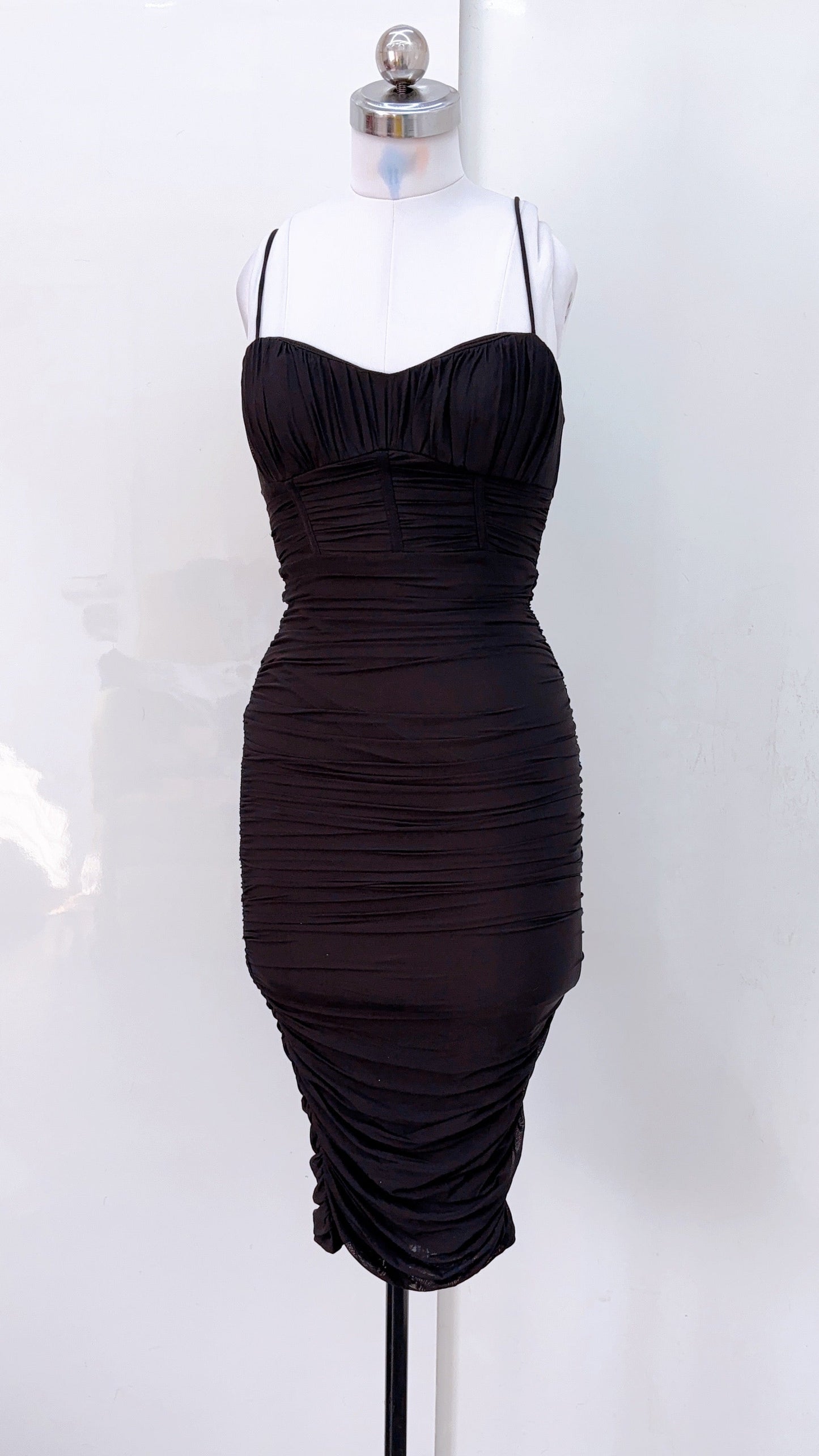 Black Ruched Corset Dress