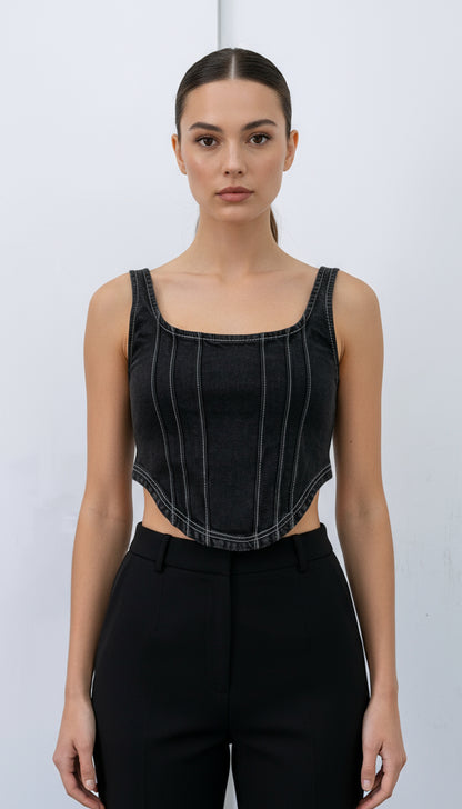 Black Denim Corset