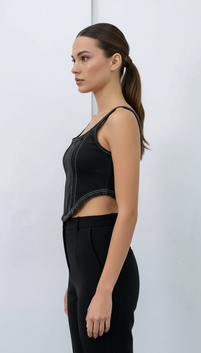Black Denim Corset