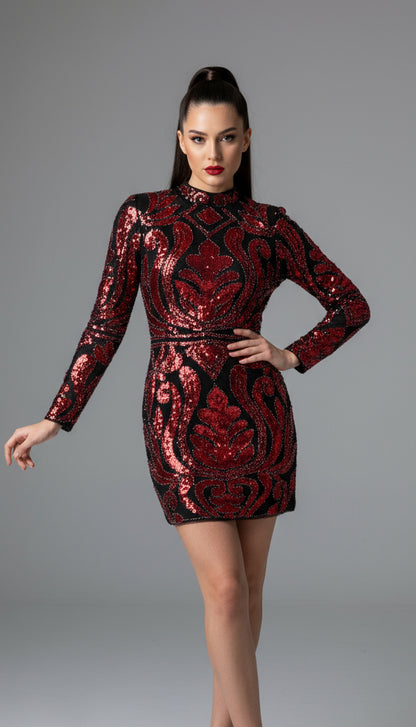 Black Red Sequin Dress