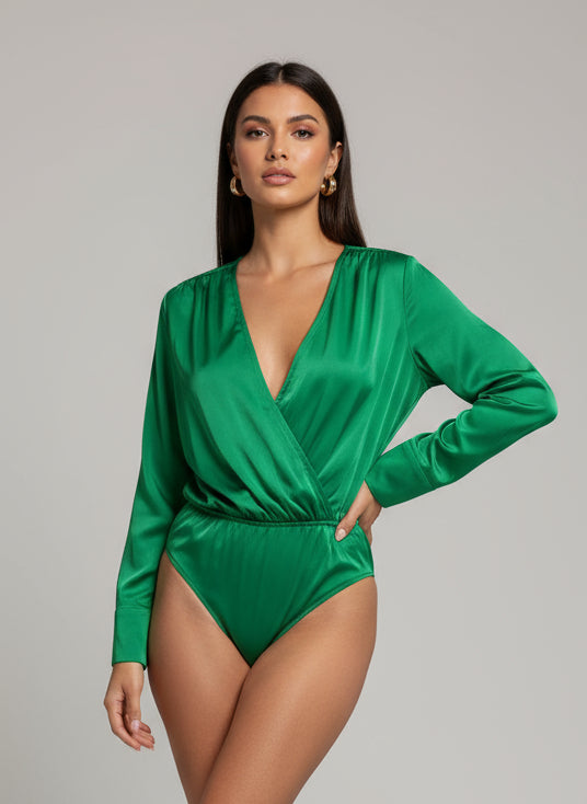 Satin Green Bodysuit