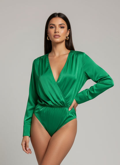 Satin Green Bodysuit