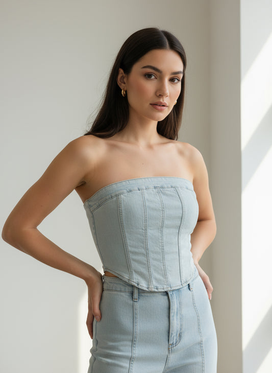 Blue Tube Denim Corset