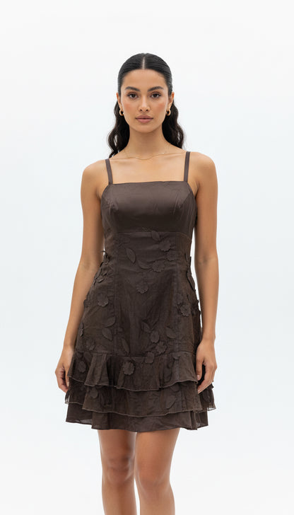 Brown Appliqué Dress
