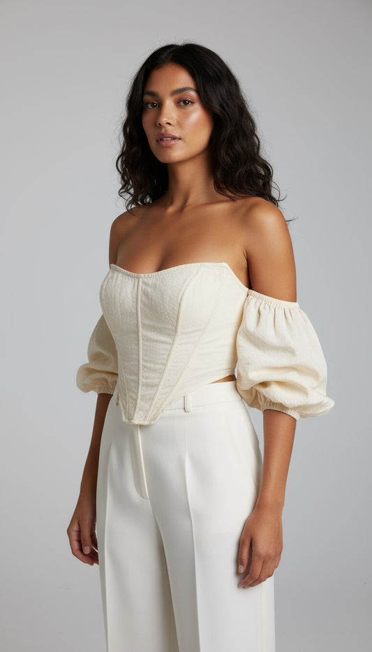 Cream Off Shoulder Corset
