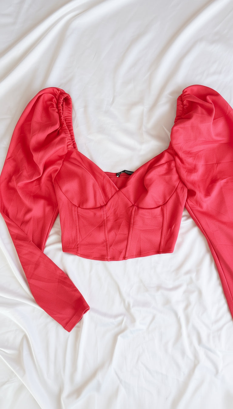 Zara Pink Puff Sleeves Corset