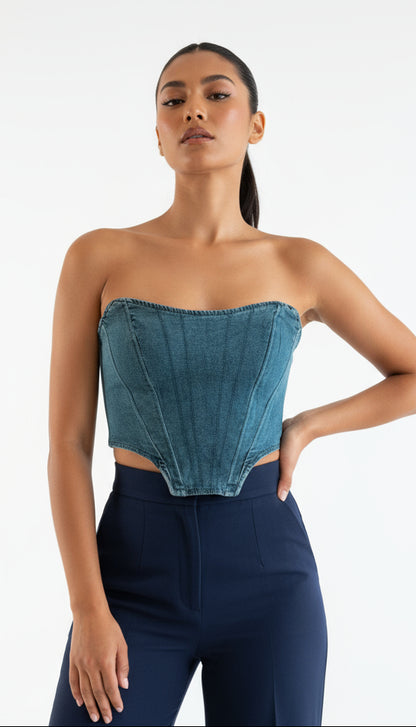 Blue Denim Corset