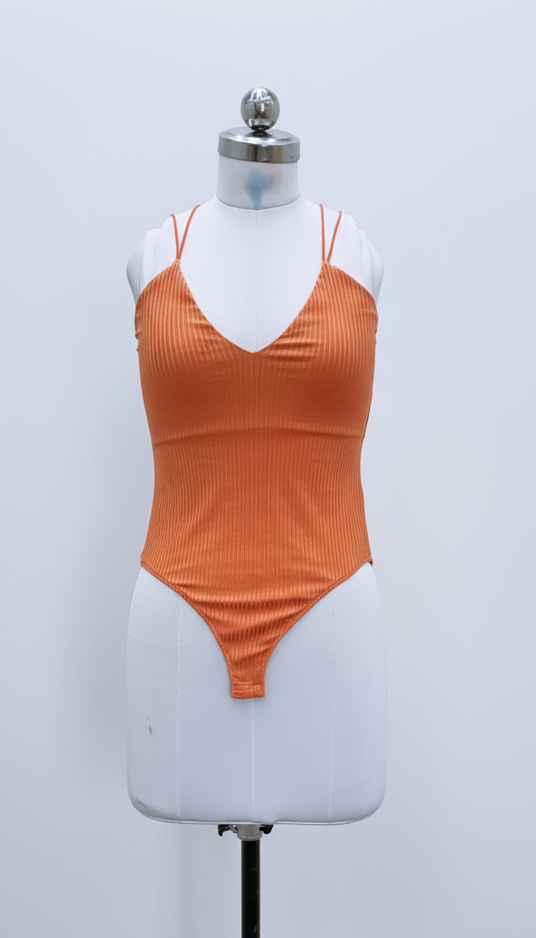 Orange Spaghetti Strap Bodysuit