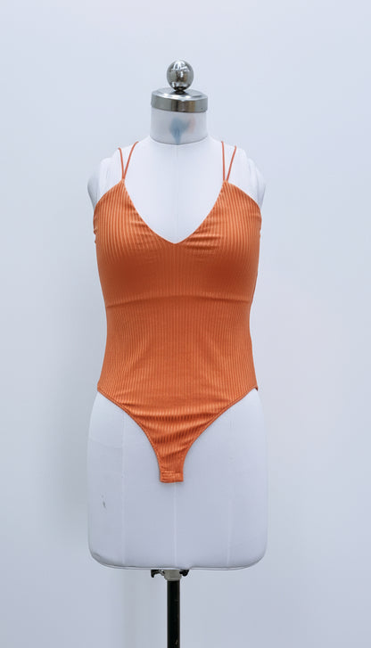 Orange Spaghetti Strap Bodysuit