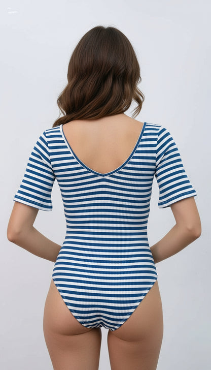 Blue Striped Bodysuit