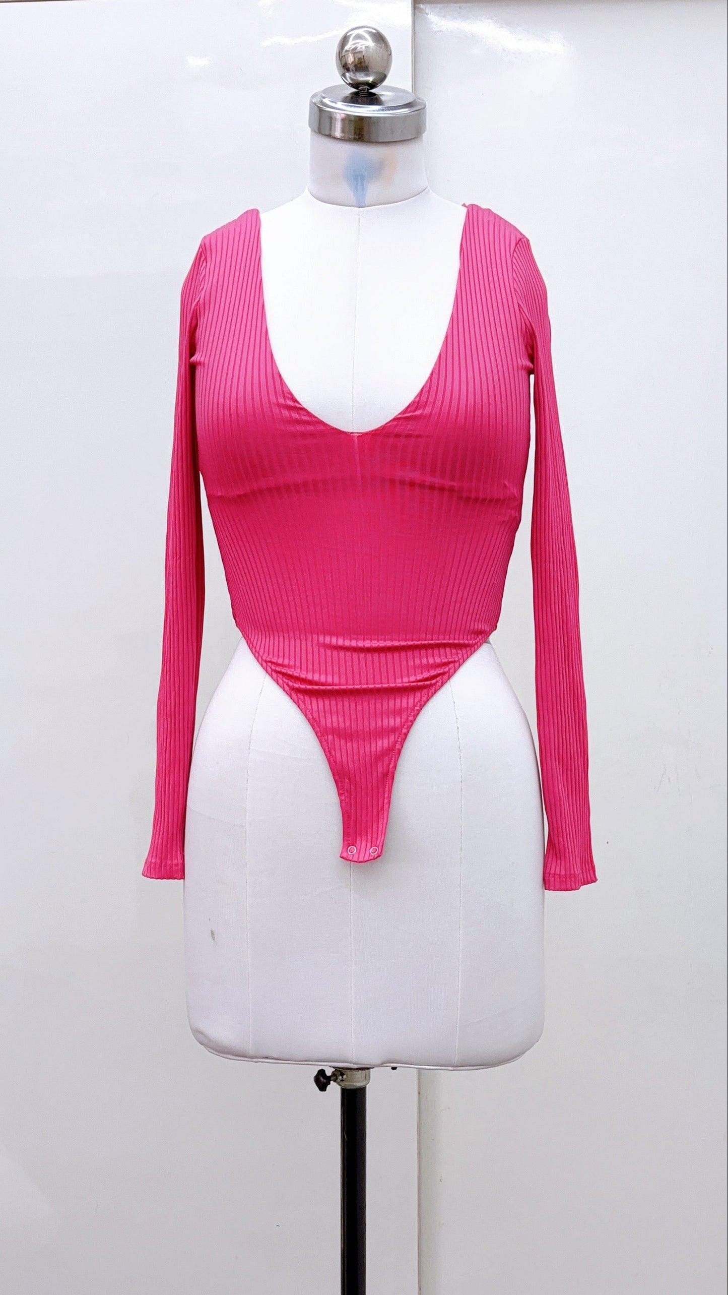 Bershka Pink Ribbed Bodysuit