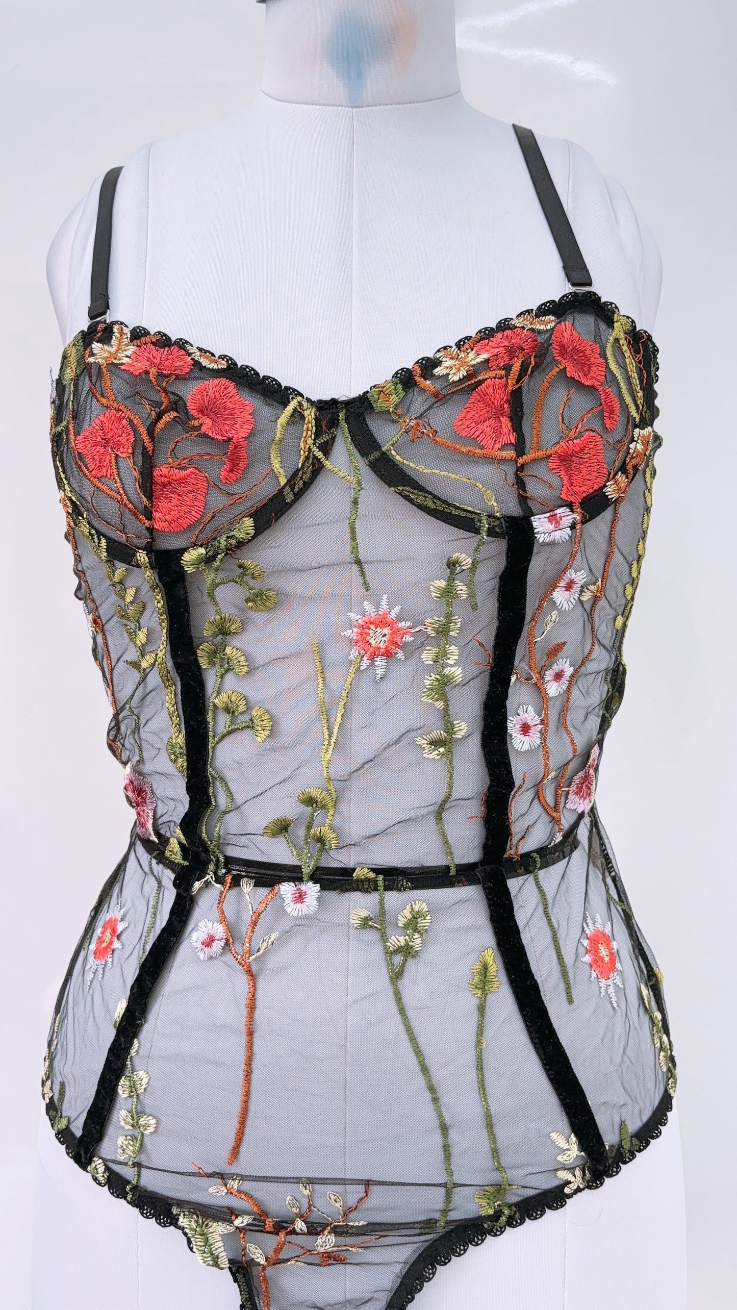 Embroidered Black Lingerie