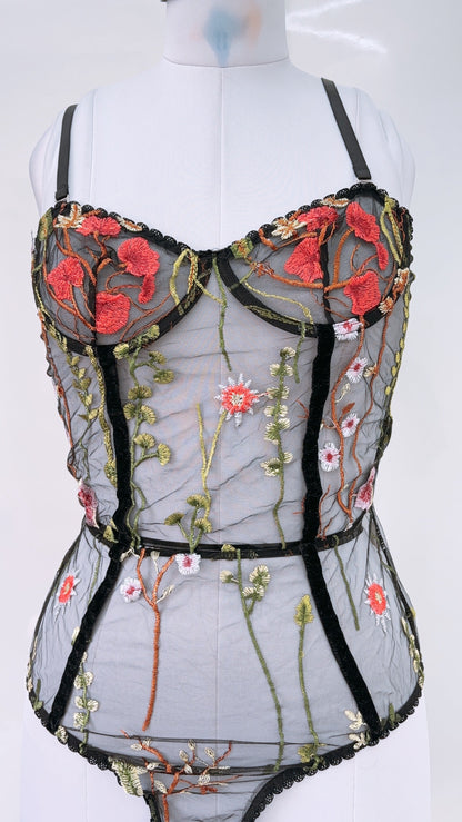 Embroidered Black Lingerie
